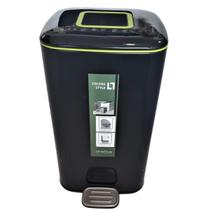 Lixeira Pedal Retangular c/porta sachet - 12L Preta / Verde