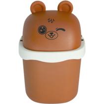 Lixeira Pequena De Mesa Animal Na Cor Marrom Urso De 1,5 Litros - URS01 - KEITA