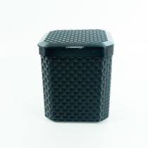 Lixeira Pia Rattan Preta Cozinha C/ Tampa Multiuso 05 Litros