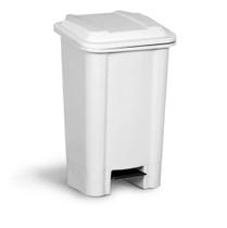 Lixeira plástica 100l retangular com pedal branca super resistente