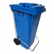 Lixeira plástica 120 litros com pedal e rodas (Azul) Lixeira plástica 120 litros com pedal e rodas (Azul)