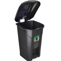 Lixeira plástica 120 litros com roda pedal e tampa click - 25749