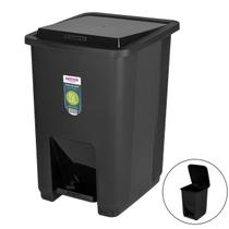 Lixeira Plástica 15 Litros Com Pedal Cesto De Lixo Banheiro Cozinha Preto - SR2215/20 Sanremo