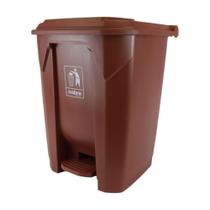 Lixeira Plástica 50L Marrom com Pedal Grande Coleta Seletiva Áreas Externas Resistente Tampa PP