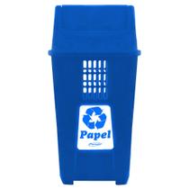 Lixeira Plastica 50l Reciclavel Azul Papel - PLASVALE