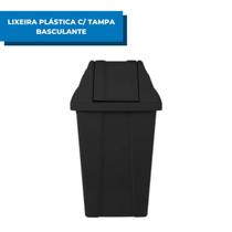 Lixeira Plástica 60L Resistente Com Tampa Vai - Vem Basculante Para Cozinha Casa Banheiro