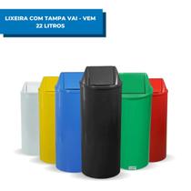 Lixeira Plástica Cesto Tampa Vai Vem Basculante 22 Litros