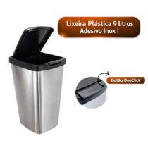 Lixeira Plástica De Pia Cozinha Banheiro Adesivo Inox 9 Lts Click Label Arqplast