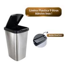 Lixeira Plástica De Pia Cozinha Banheiro Adesivo Inox 9 Lts Click Label Arqplast