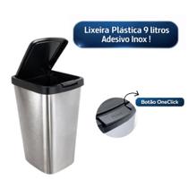Lixeira Plástica De Pia Cozinha Banheiro Adesivo Inox 9 Lts Click Label Arqplast