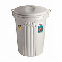 Lixeira Plástica Grande 140 Litros Com Tampa Alças Cesto De Lixo Área Externa Bege - 295 Sanremo