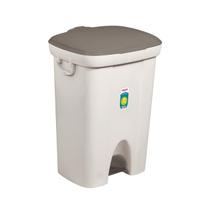 Lixeira Plástica Grande 72 Litros Com Tampa Pedal Cesto De Lixo Banheiro Cozinha Bege - 299 Sanremo