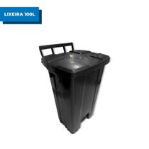 Lixeira Plástica Quadrada 100L Com Pedal Com Rodas Preta