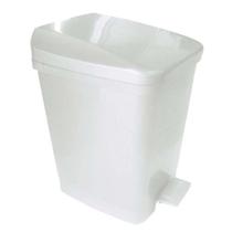 Lixeira Plástica Quadrada 9 Litros com Pedal Branco - Altura 28cm - Metasul