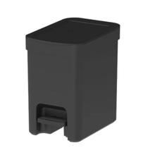 Lixeira Plástica Resistente OU 6L Multiuso Moderna Compacta Tampa C/Pedal+Aro Interna Esconde Sacolas Minimalista -Preta