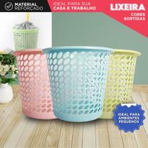 Lixeira Plástica Vazada 12L Cores Sortidas Leve, Compacta e Reforçada para Casa ou Escritório