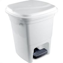 Lixeira Plasvale Com Pedal 15L Branca Quadrada