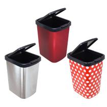 Lixeira Prática Cesto para Banheiro Cozinha Click Label 9 Litros Arqplast