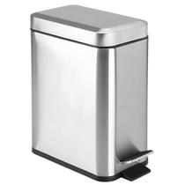Lixeira Premium Aço Inox Lixo Cesta Balde Retangular C/ Pedal 5L