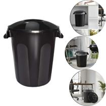 Lixeira Preta Cesto De Lixo Grande 58 Litros Com Tampa