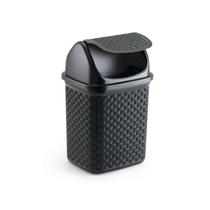 Lixeira Preta Cozinha Rattan Basculante 4,5L