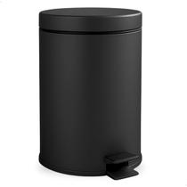 Lixeira Preta Fosco Inox 5L com Pedal e Cesto Removível