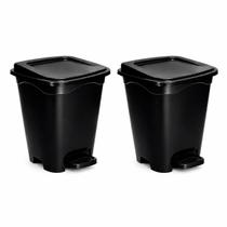 Lixeira quadrada 13l preta com pedal e tampa ideal para cozinha banheiro escritório Lixeira quadrada 13l preta com pedal e tampa ideal para cozinha banheiro escritório