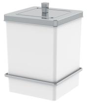 Lixeira Quadrada 6,5L Com Suporte Ventosa Cor Branco/Cromado