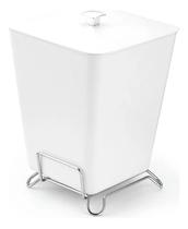 Lixeira Quadrada 7 Litros Com Aramado Que Esconde Saco E Suporte Branco Arthi