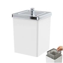 Lixeira Quadrada Branca 6,5 Litros Com Tampa Cromada Banheiro Cozinha - 530BCC Future Lixeira Quadrada Branca 6,5 Litros Com Tampa Cromada Banheiro Cozinha - 530BCC Future