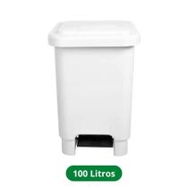 Lixeira Quadrada com Pedal 100 Litros Branca Lixeira Quadrada com Pedal 100 Litros Branca
