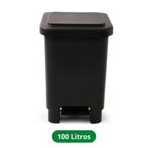 Lixeira Quadrada com Pedal 100 Litros Preta Lixeira Quadrada com Pedal 100 Litros Preta