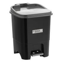 Lixeira Quadrada com Pedal 15 Litros Preta e Cinza Pratica