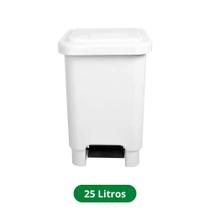 Lixeira Quadrada com Pedal 25 Litros Branca