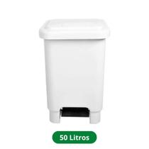 Lixeira Quadrada com Pedal 50 Litros Branca