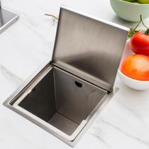 Lixeira Quadrada de Embutir Cozinha Bancada de Luxo 7L Inox Cozix