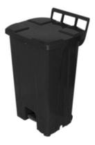 Lixeira Quadrada Preta Com Pedal E Rodas 100 Litros