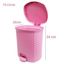 Lixeira rattan 15 litros com pedal- cozinha lavabo banheiro