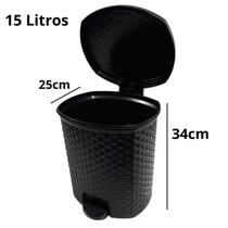 Lixeira rattan 15 litros com pedal- cozinha lavabo banheiro