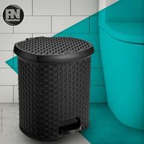 Lixeira Rattan com Pedal 6 Litros - Preta