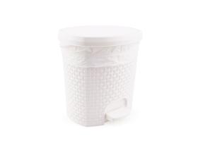 Lixeira Rattan Com Tampa Abertura Pedal Plástico Capacidade de 6 Litros Para Cozinha Banheiro Escritório
