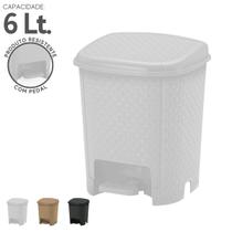Lixeira Rattan Cozinha Banheiro Escritório Casa c/ Pedal 6 L