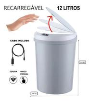 Lixeira Recarregável Usb 12l Com Sensor De Proximidade