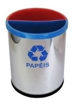 Lixeira Reciclável Cesto De Lixo Mix Em Inox Polido Ecológica Com 2 Divisões 25 Litros Mix2i