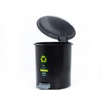 Lixeira Redonda 12 Litros Cesto de Lixo Para Cozinha e Banheiro com Pedal Black Eco Reciclada