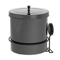 Lixeira Redonda 5 Litros com Suporte Adesivo - Preto Fosco