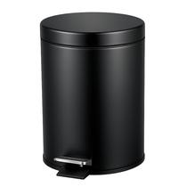 Lixeira Redonda 5L Preta com Pedal Fechamento Suave Aço Inoxidável Balde Removível Brinovar