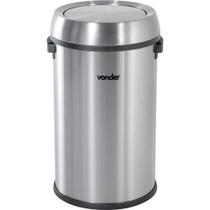 Lixeira Redonda 65 Litros Inox Tampa Basculante Vonder