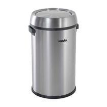 Lixeira redonda 65l inox cinza tampa basculhante vonder