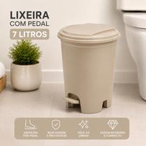Lixeira Redonda 7L com Pedal e Tampa Prime Plas Verde Bege ou Vinho Cozinha Banheiro Escritório Casa